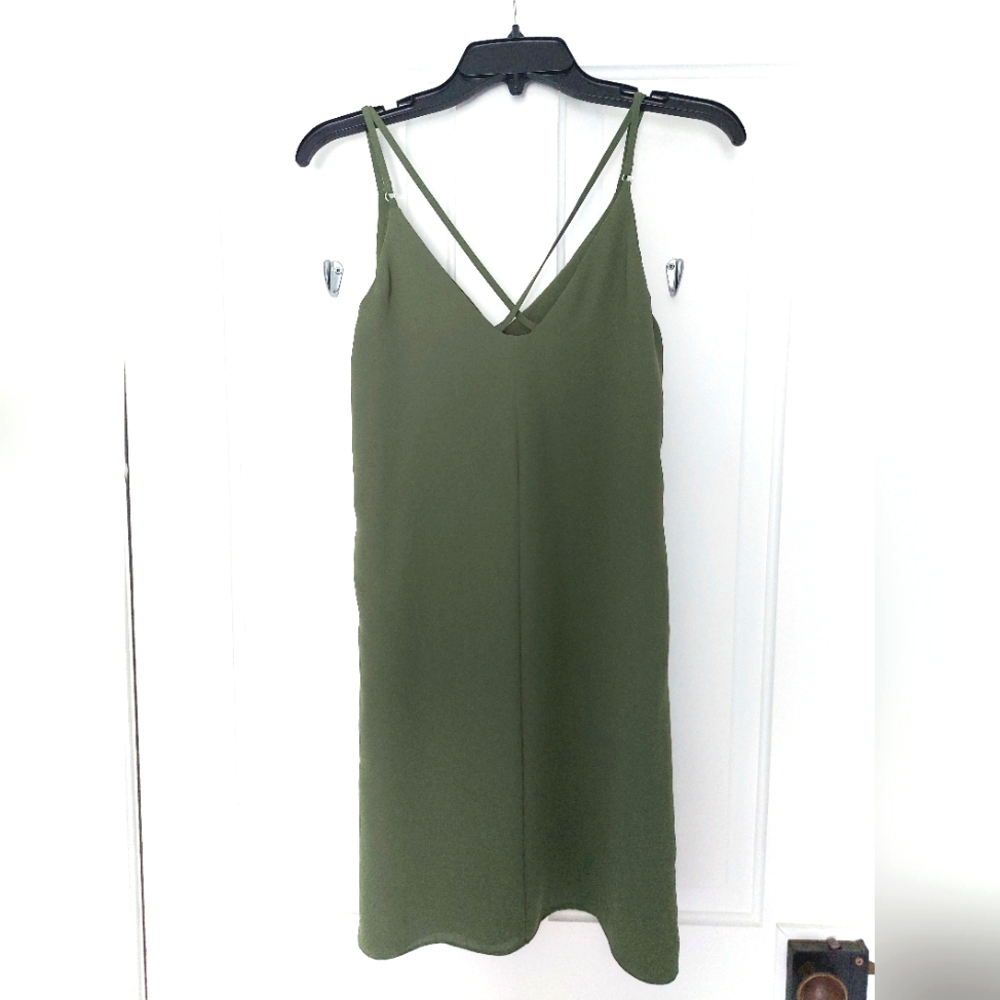 XS Topshop Dress - Green Tank Dress V-neck